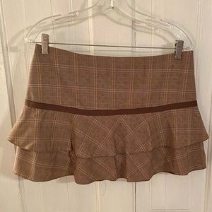 H&M Brown Houndstooth Mini Skirt